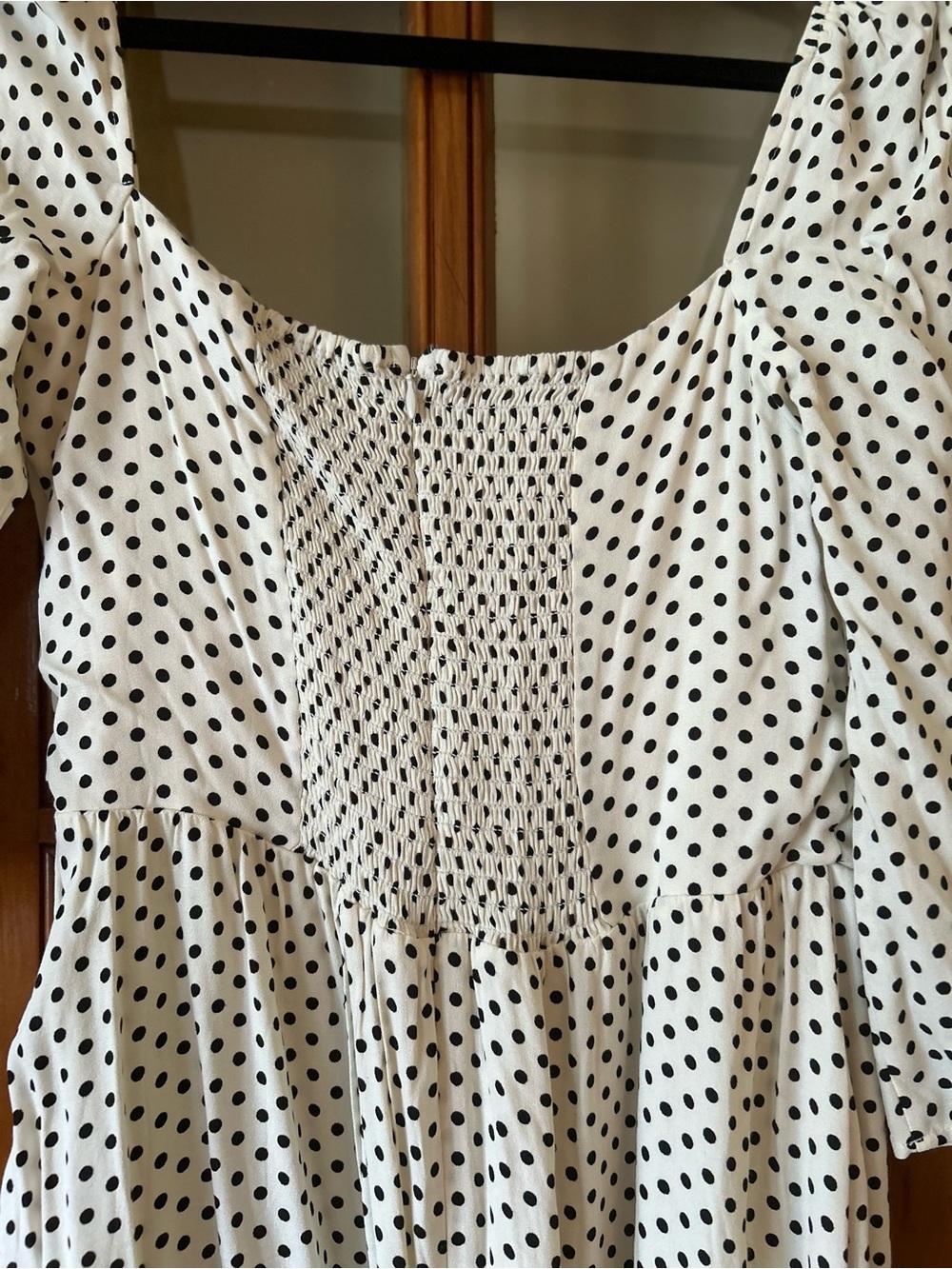 Reformation Inori White Black Polka Dot Square-Neck Midi Dress NWT - Picture 6 of 7